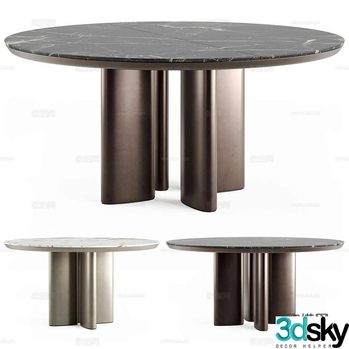 Modern light luxury Poliform Adrien round dining table 3D model