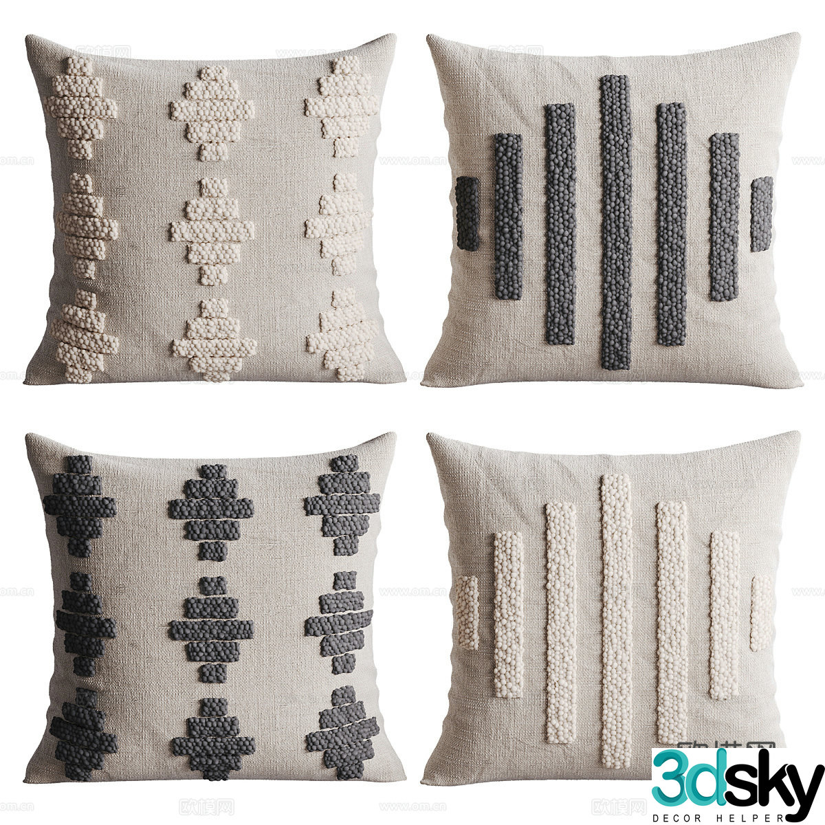 Modern cream style pillow 3d model