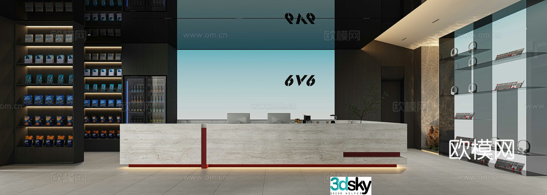 Modern Internet Cafe 3D Model