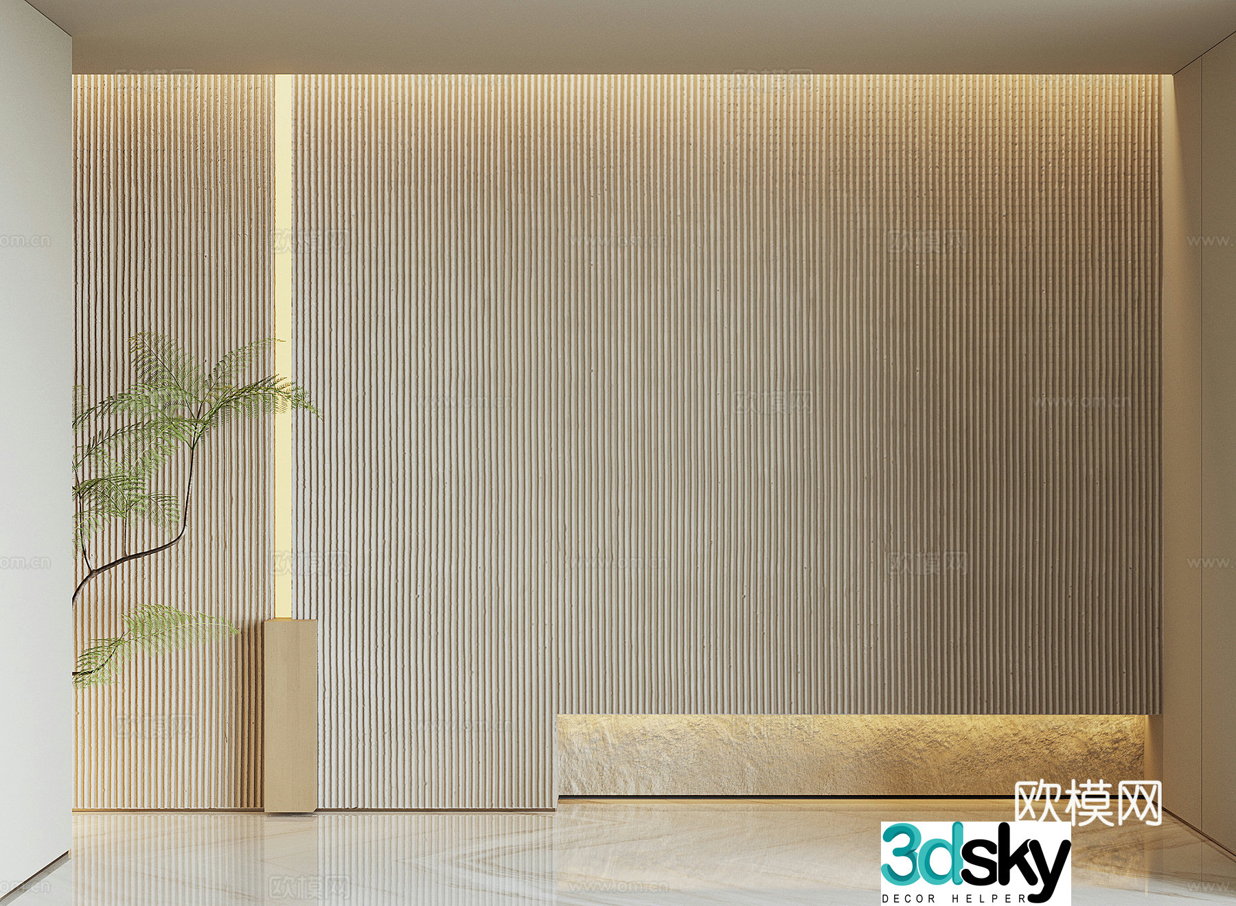 Modern rock background wall 3d model
