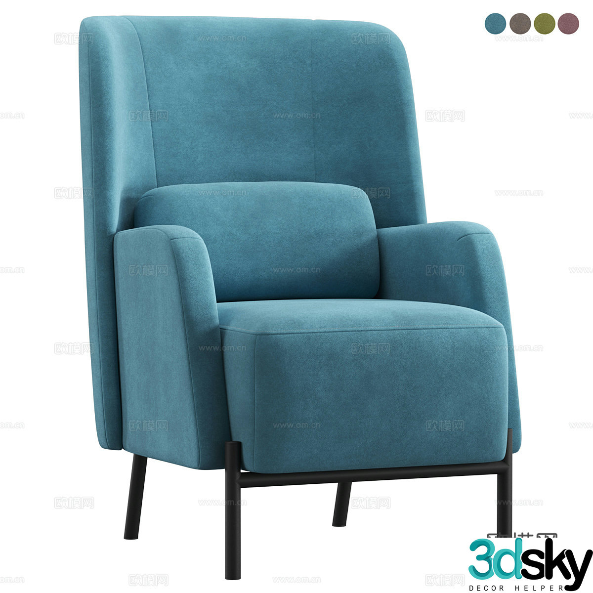 Modern cream style fabric lounge chair 3d model