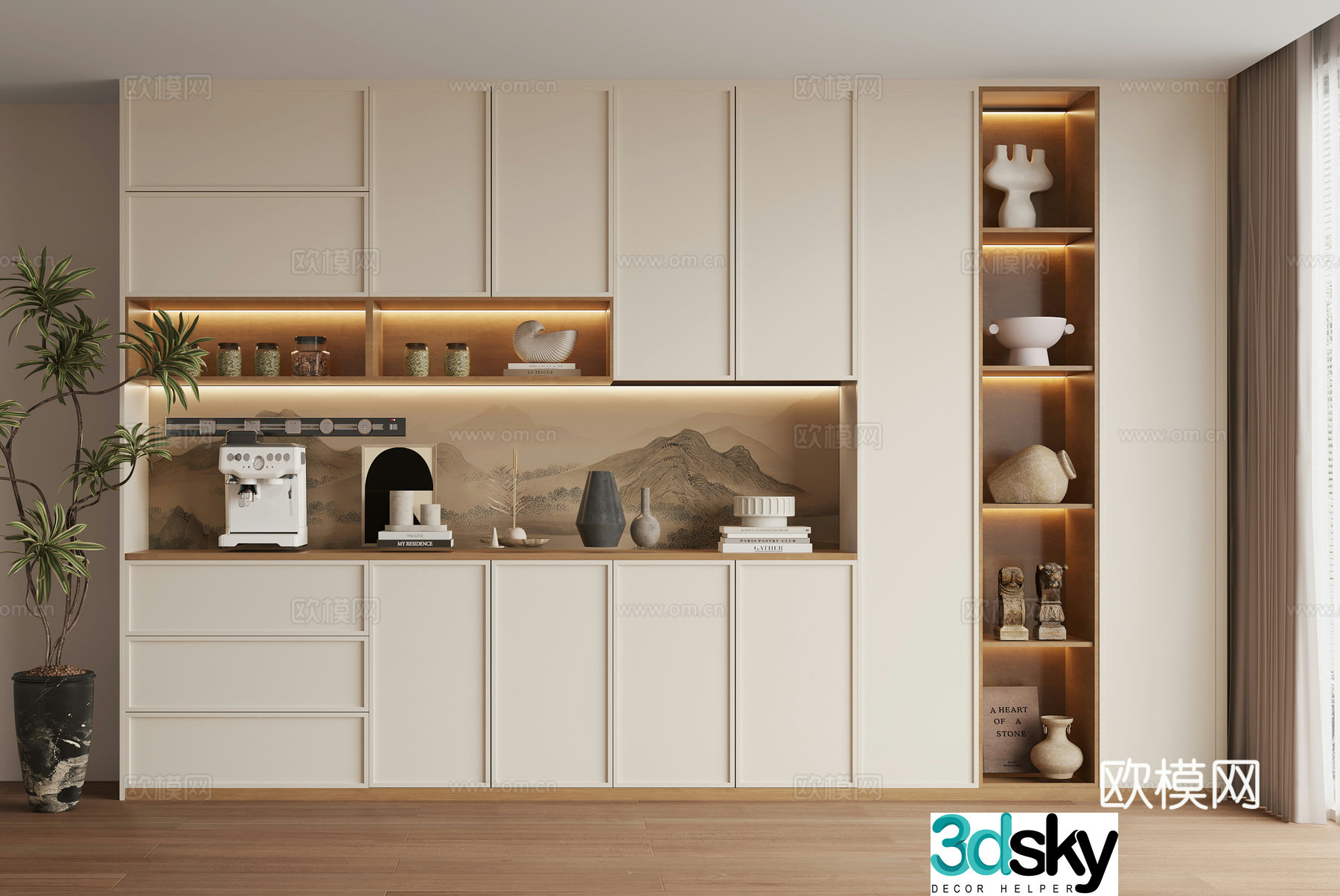 Song style wine cabinet 3D model