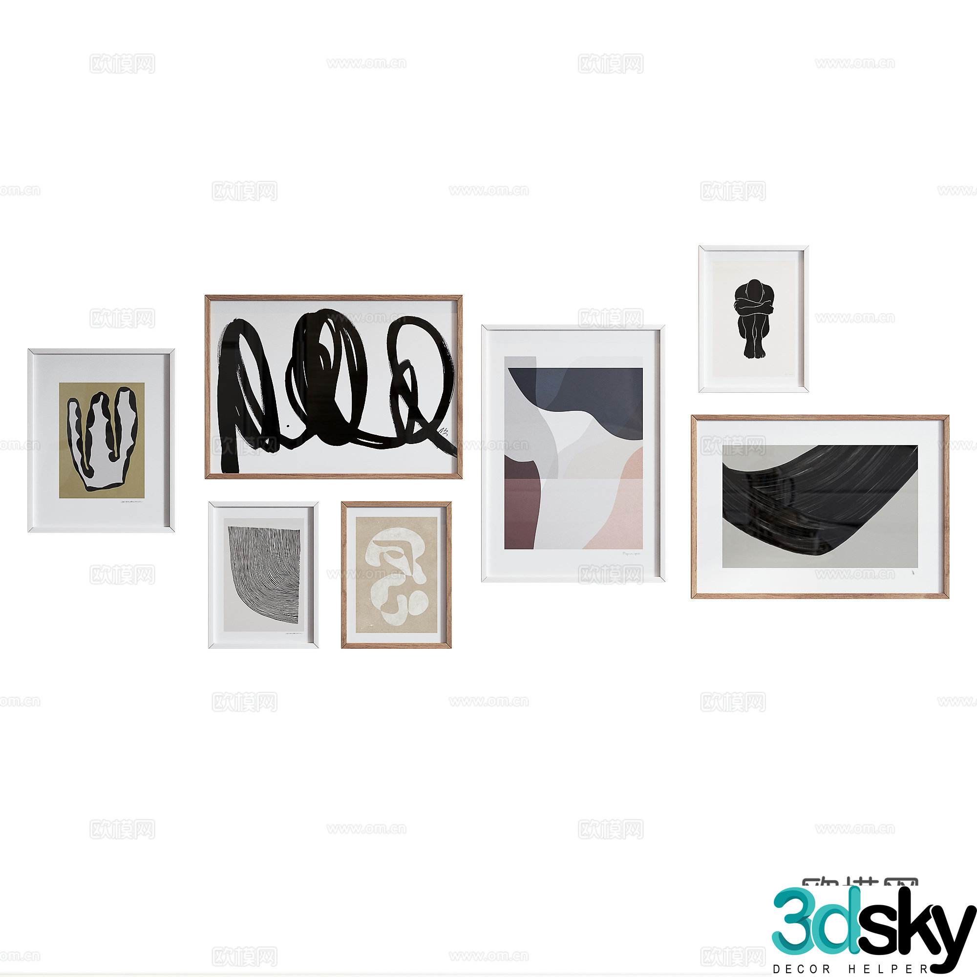 Nordic hanging painting combination 3D model