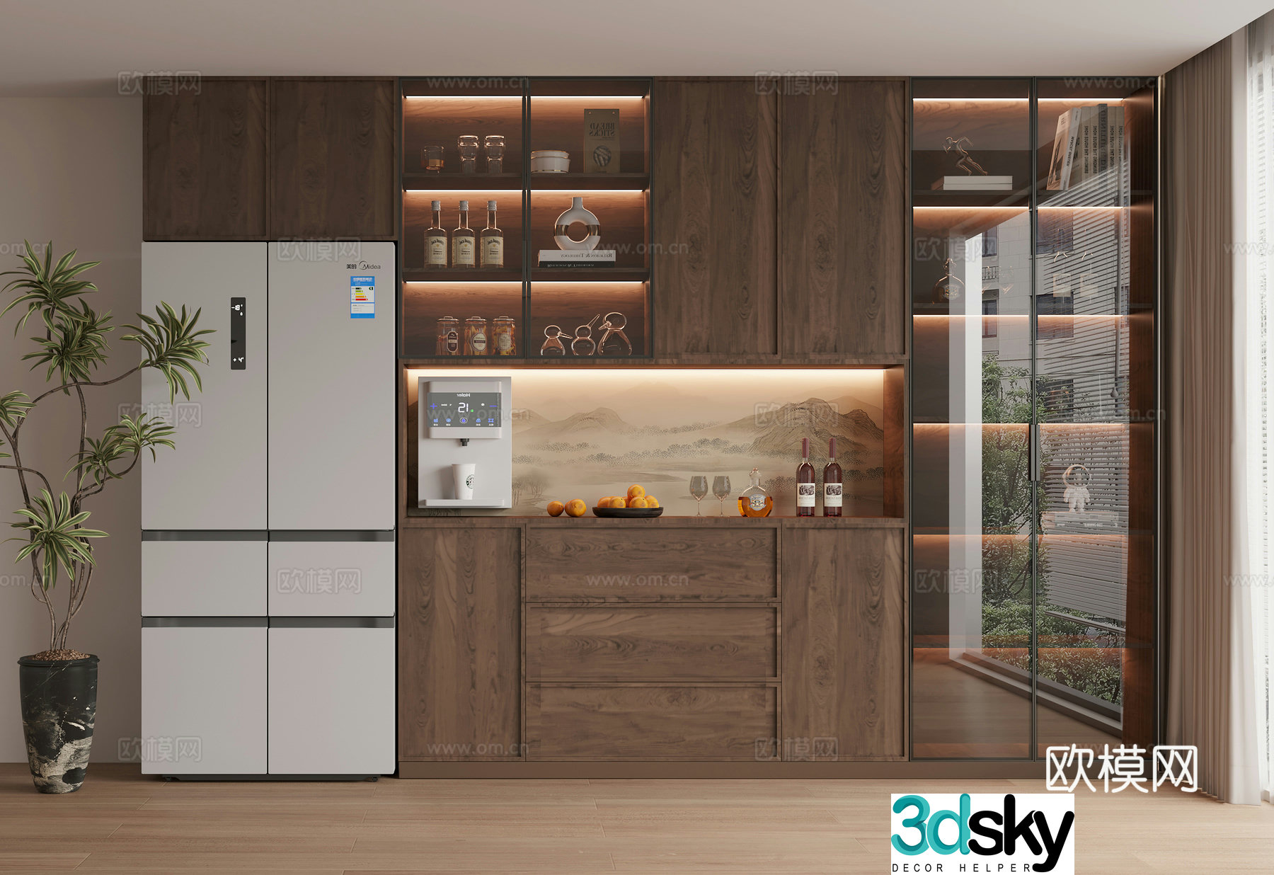 Song style wine cabinet 3D model