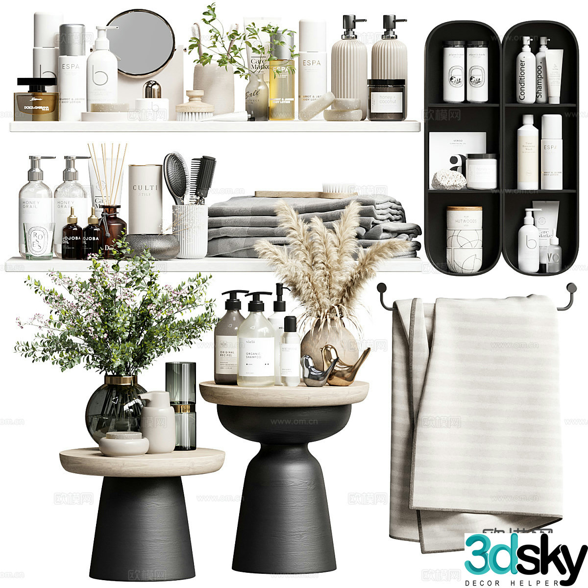 New Chinese style toiletries combination 3D model