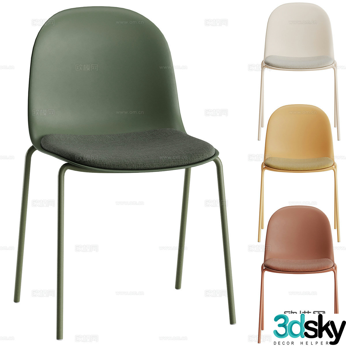 Modern Creamy Chair 3d Model