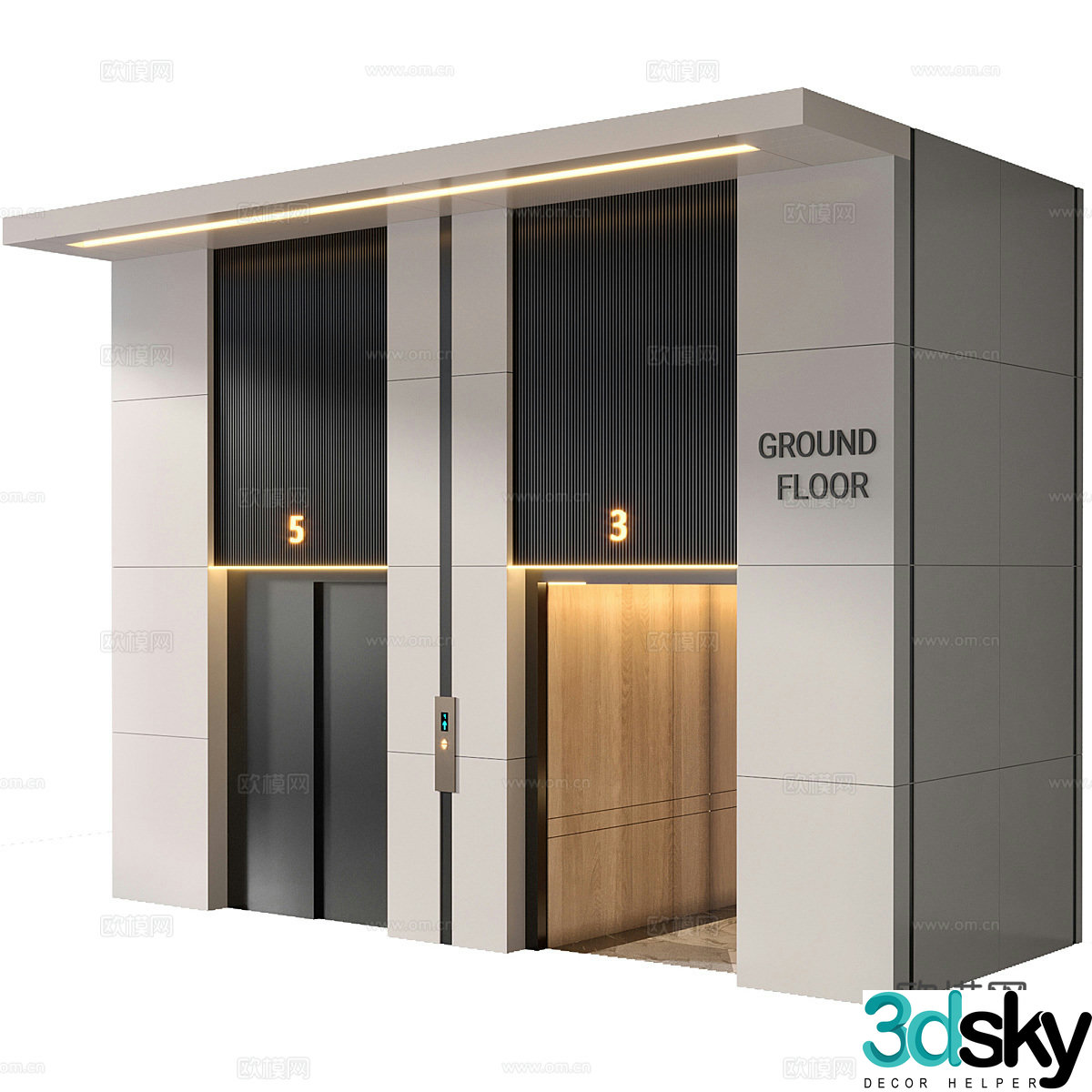 Modern elevator hall 3d model