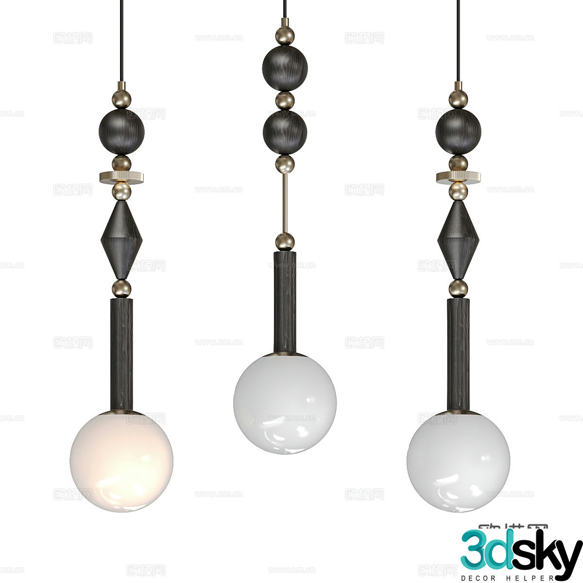New Chinese style decorative chandelier 3D model