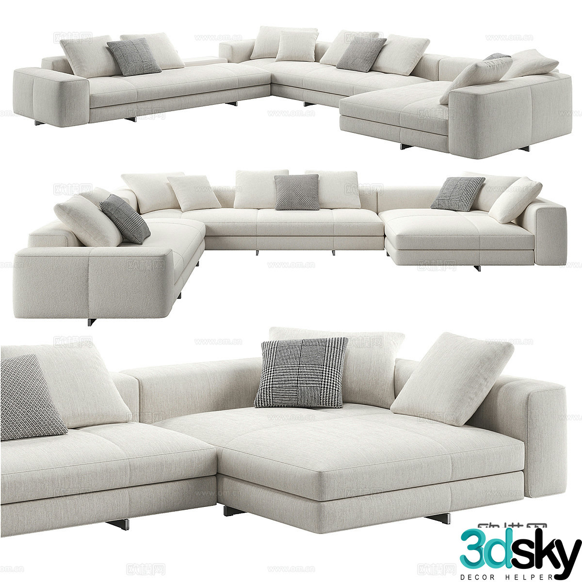 Modern Italian Minotti Yves corner sofa 3d model