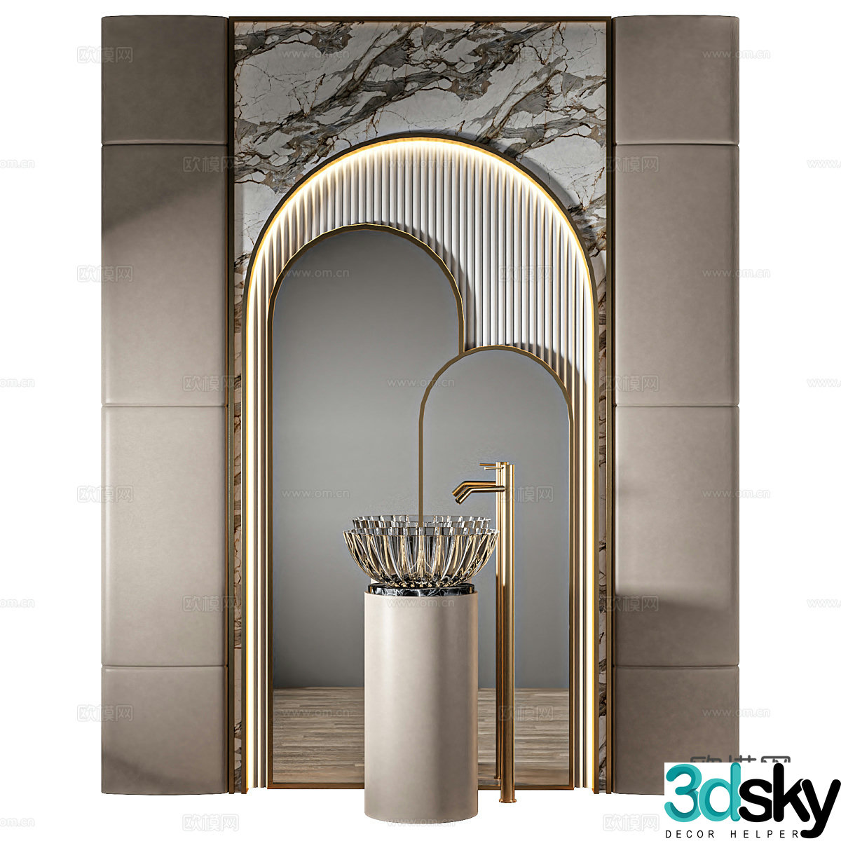 New Chinese style light luxury bathroom cabinet 3D model