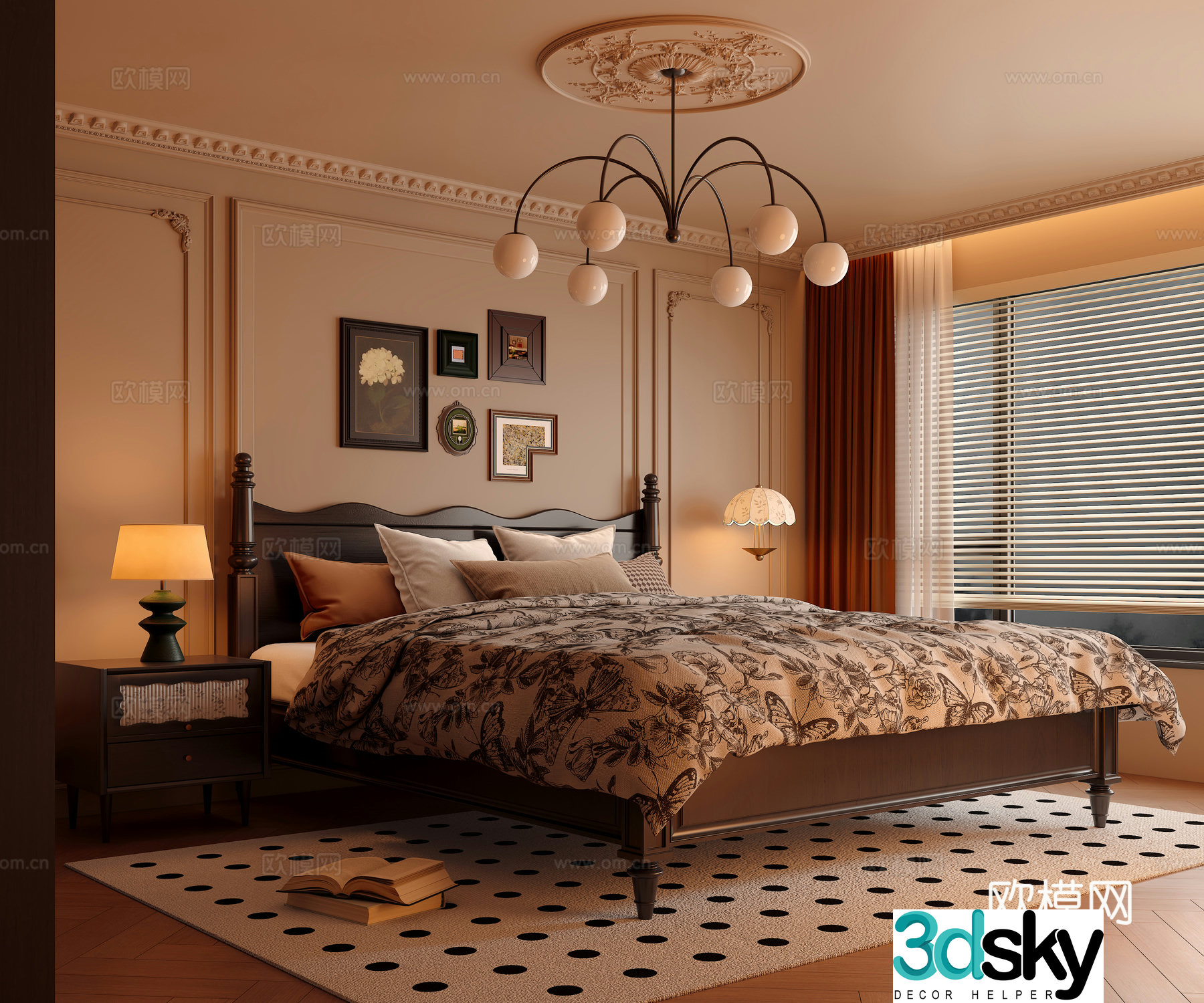 French medieval style bedroom 3d model
