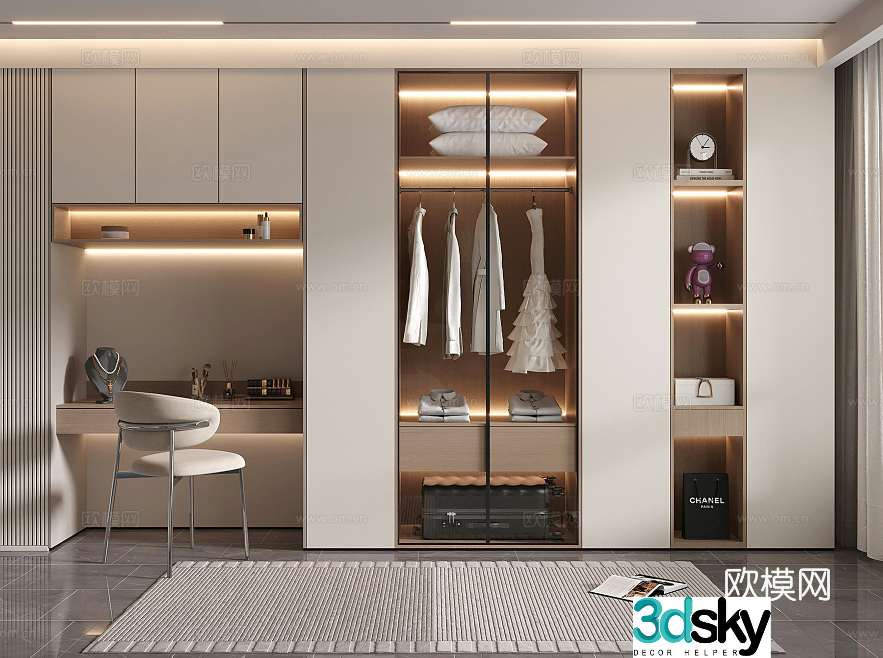 Modern wardrobe dressing table 3d model