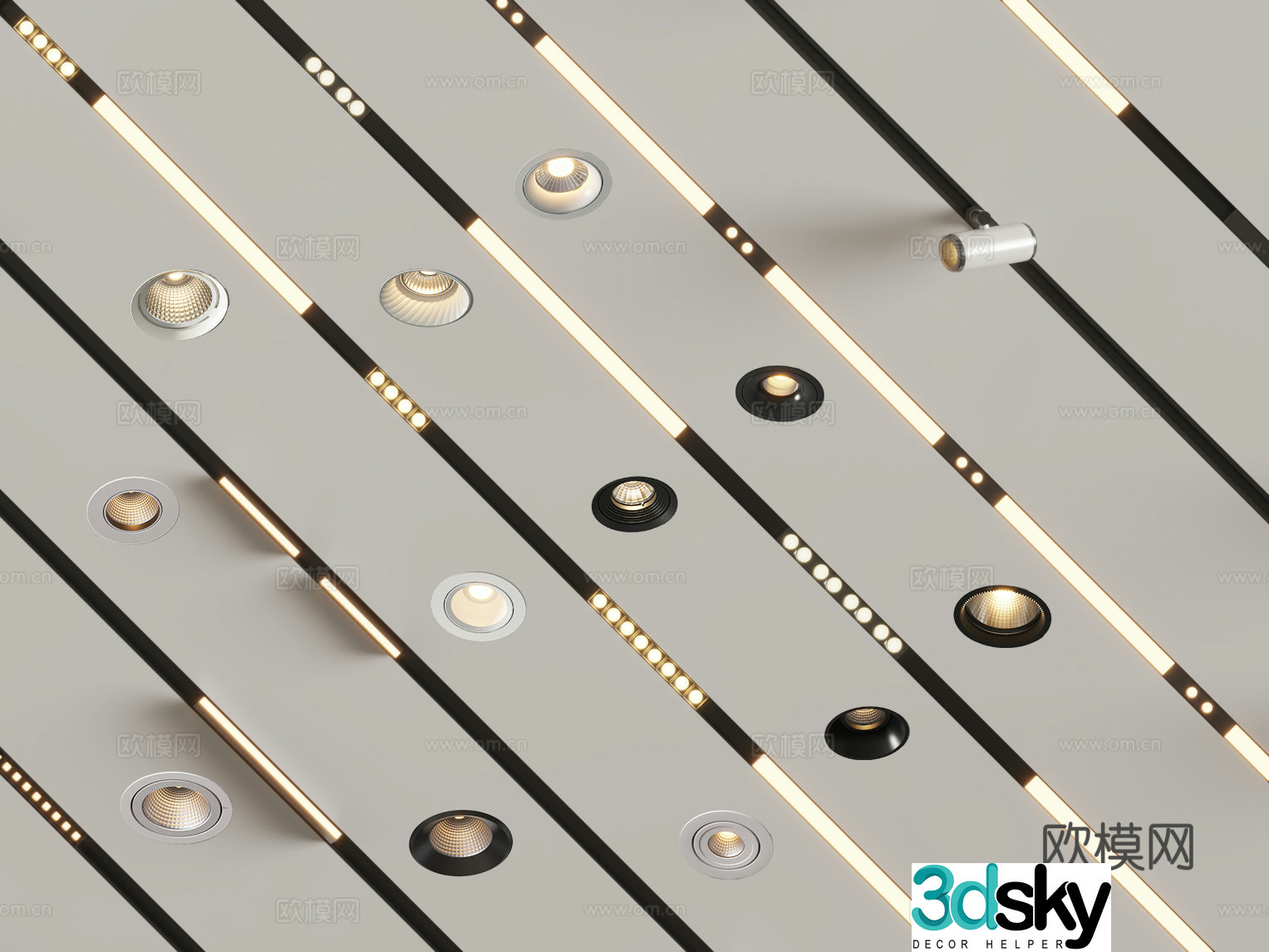 Modern downlight spotlight magnetic lamp 3d model