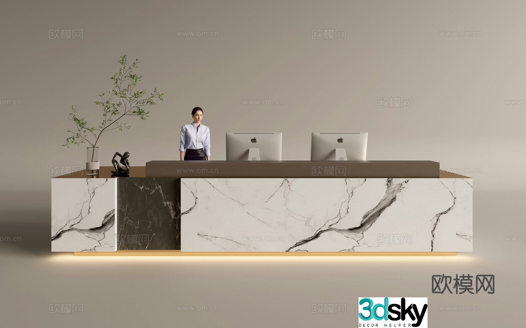 Modern company front desk reception area bar reception desk service desk 3d model