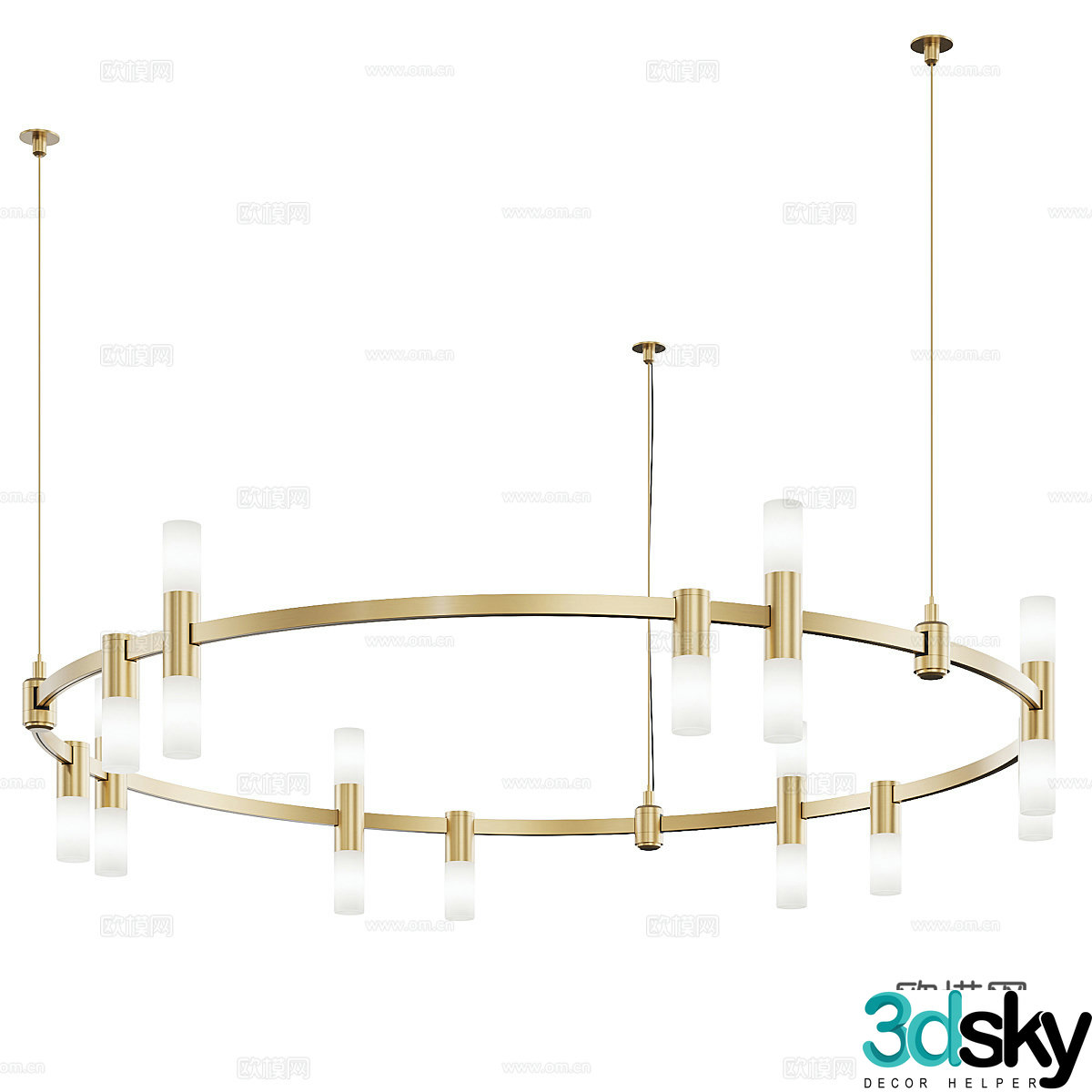 Modern light luxury round decorative chandeliers 3D model