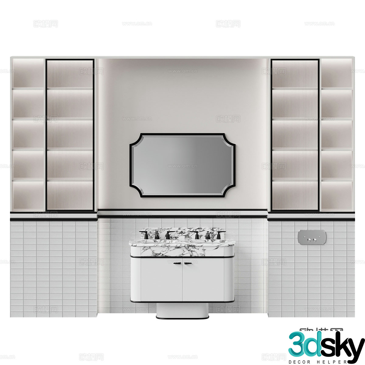 New Chinese style bathroom cabinet washbasin cabinet 3D model