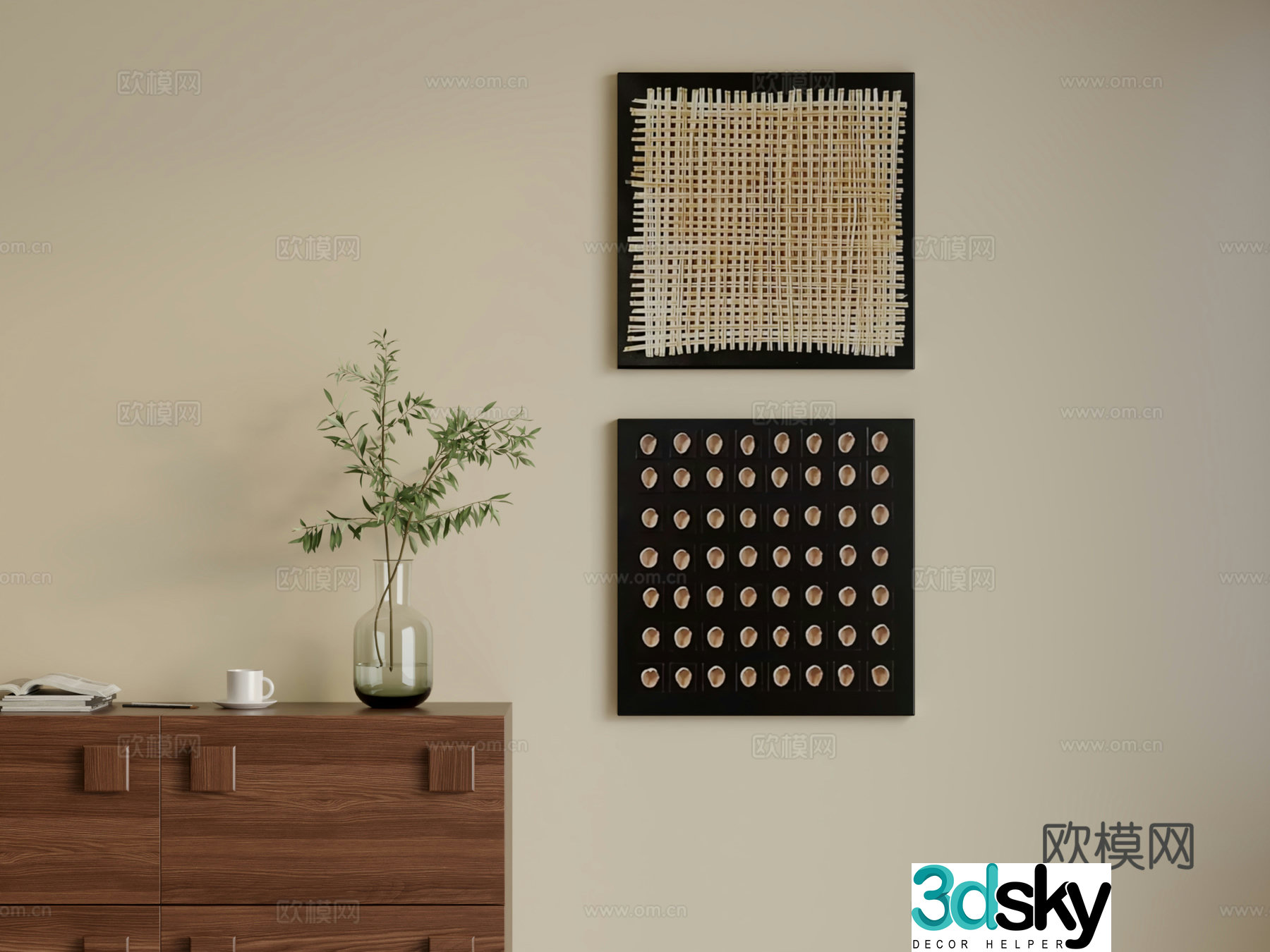 Wasabi wind square hanging painting 3d model