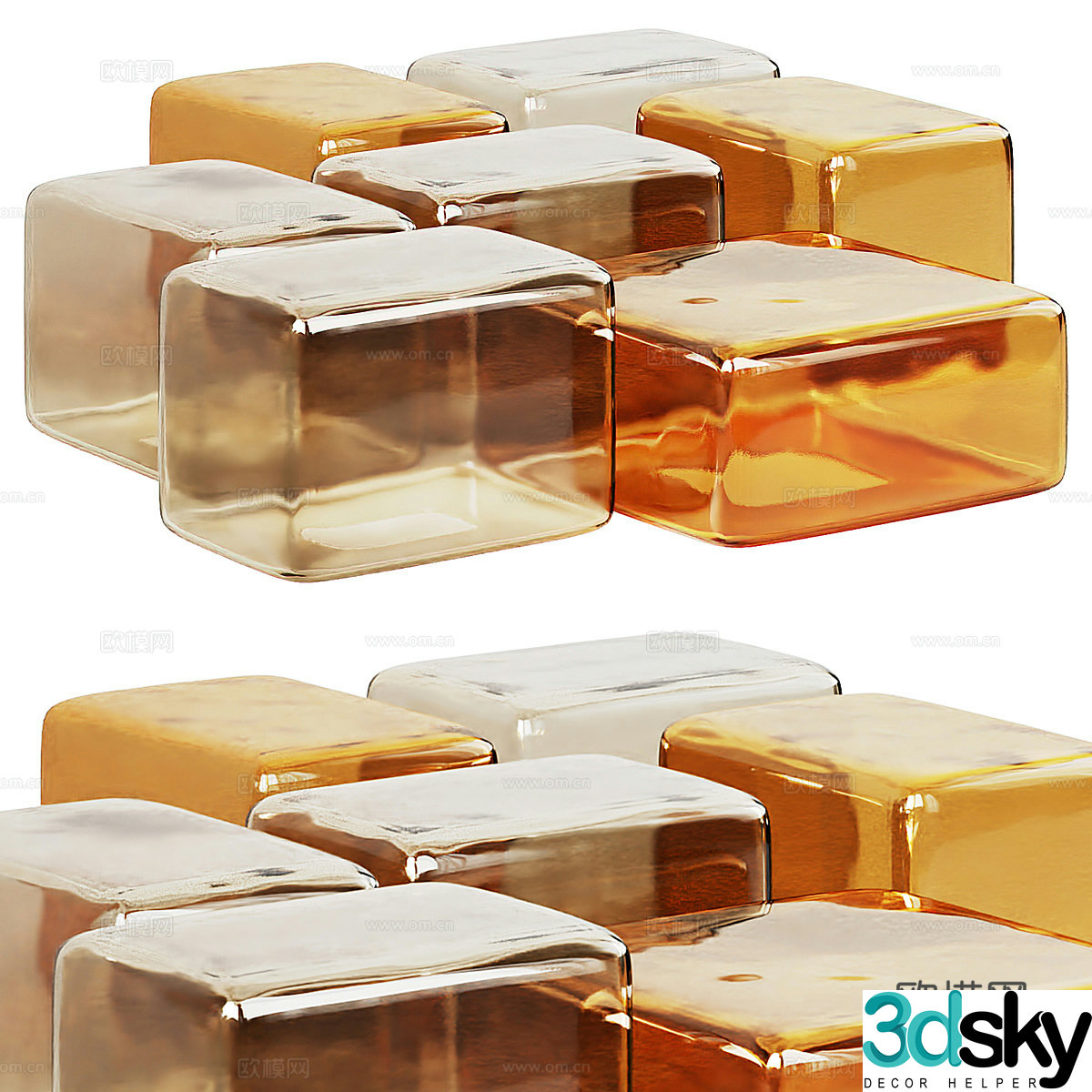 Modern Italian acrylic coffee table combination 3D model