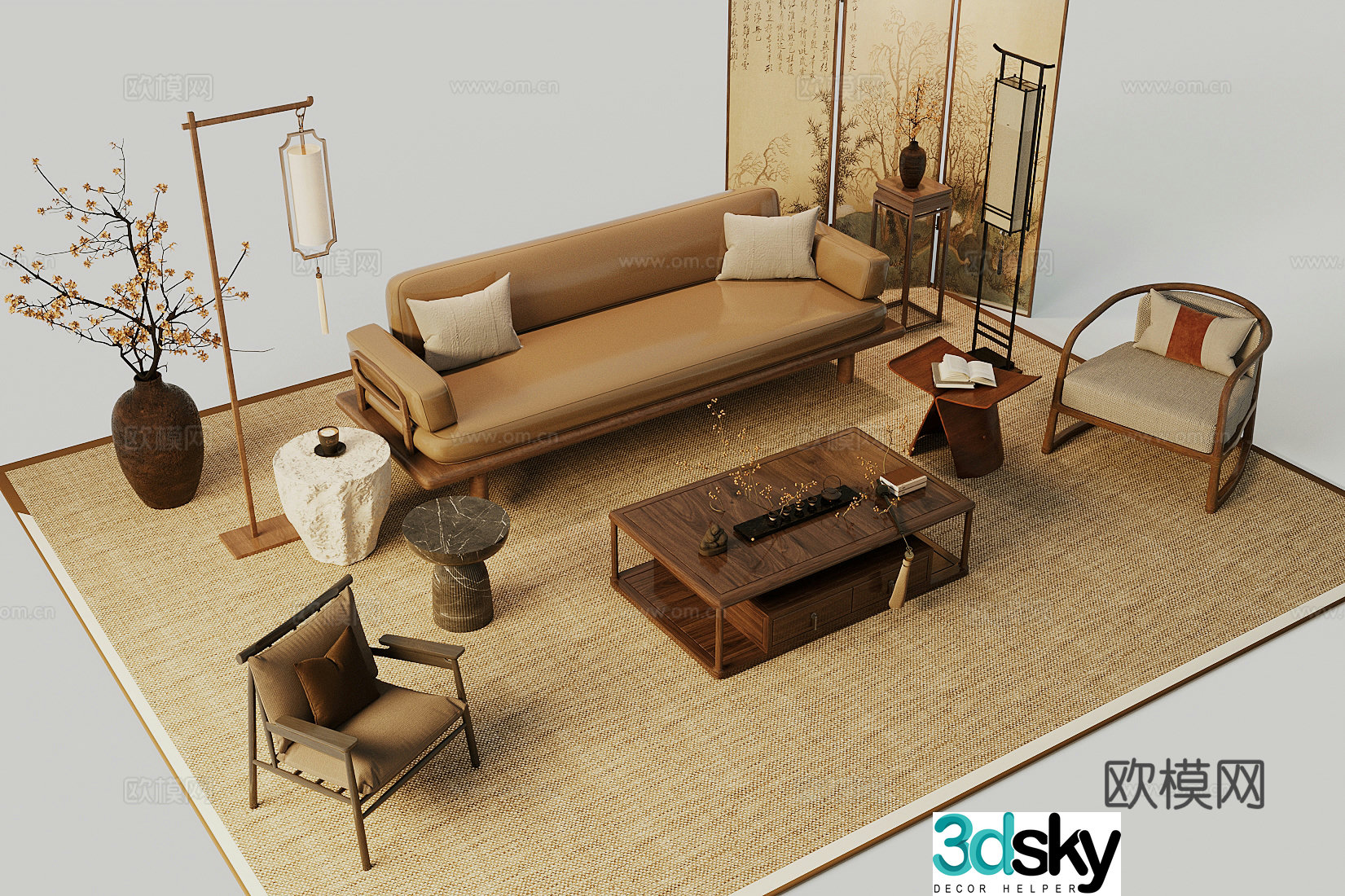 New Chinese style Zen Taishi Chair New Chinese style end-view bo ancient rack New Chinese style storage rack Chinese style leisure chair 3D model