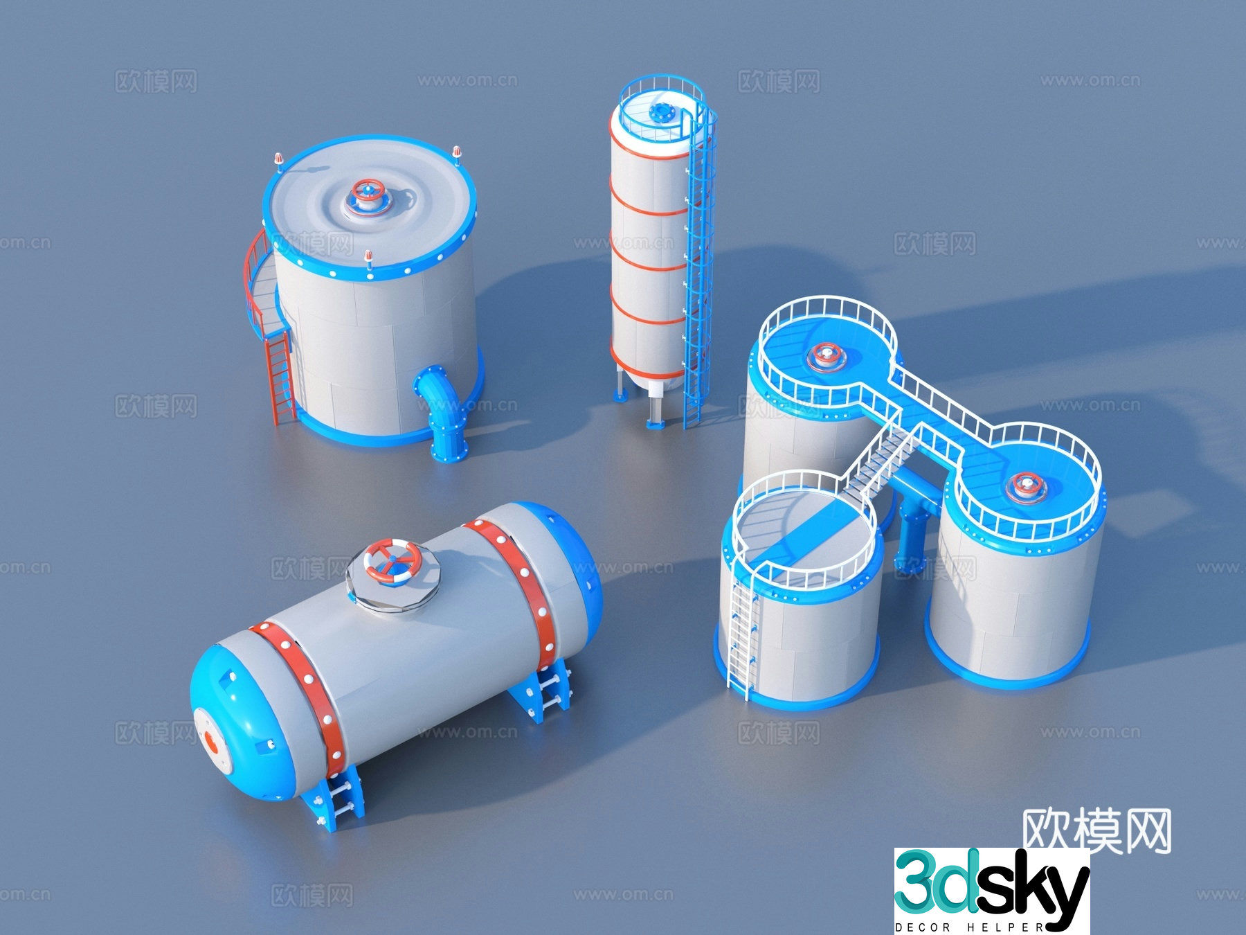 Storage tank Industrial storage tank Valve Ladder 3D model