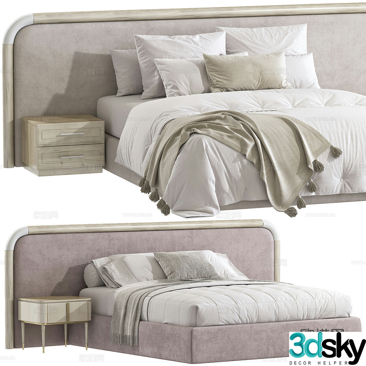 Modern Cream Style Children’s Bed 3D Model