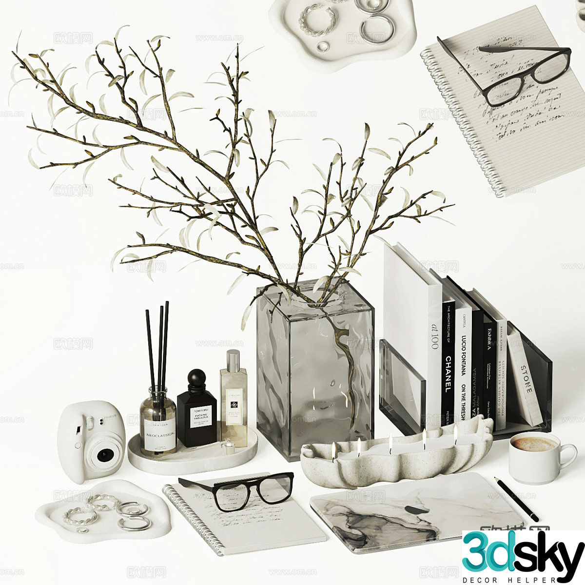 Modern jewelry ornament combination 3D model