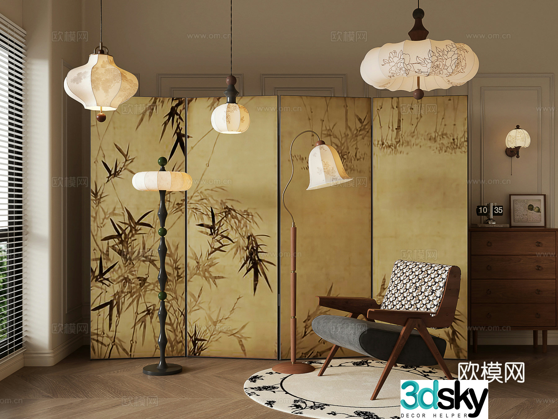 French medieval style chandelier 3d model