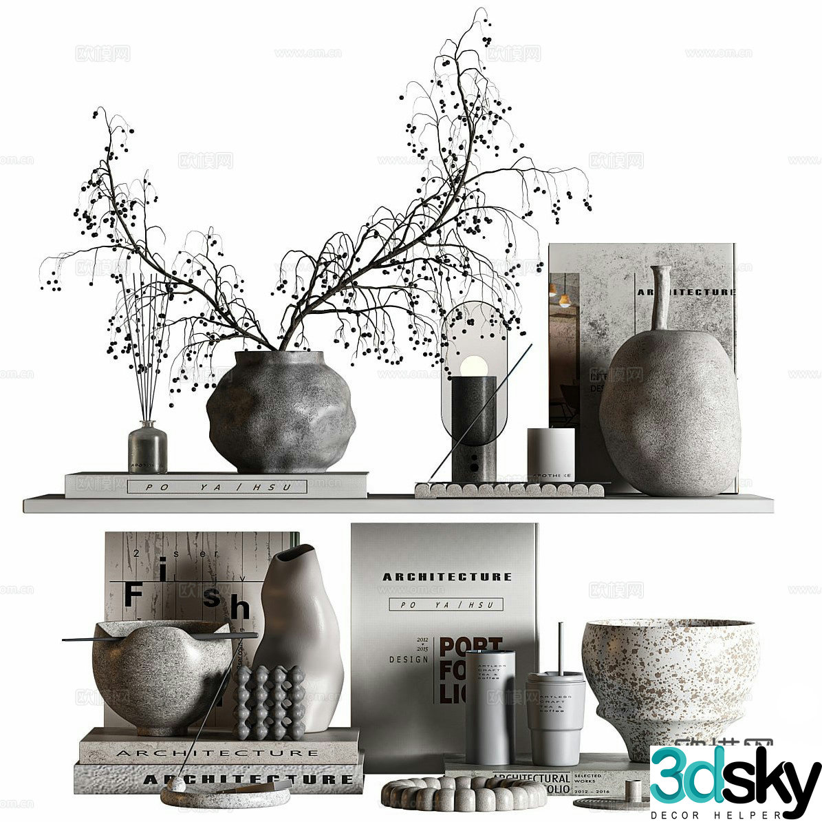 New Chinese style Wasabi ornament combination 3D model