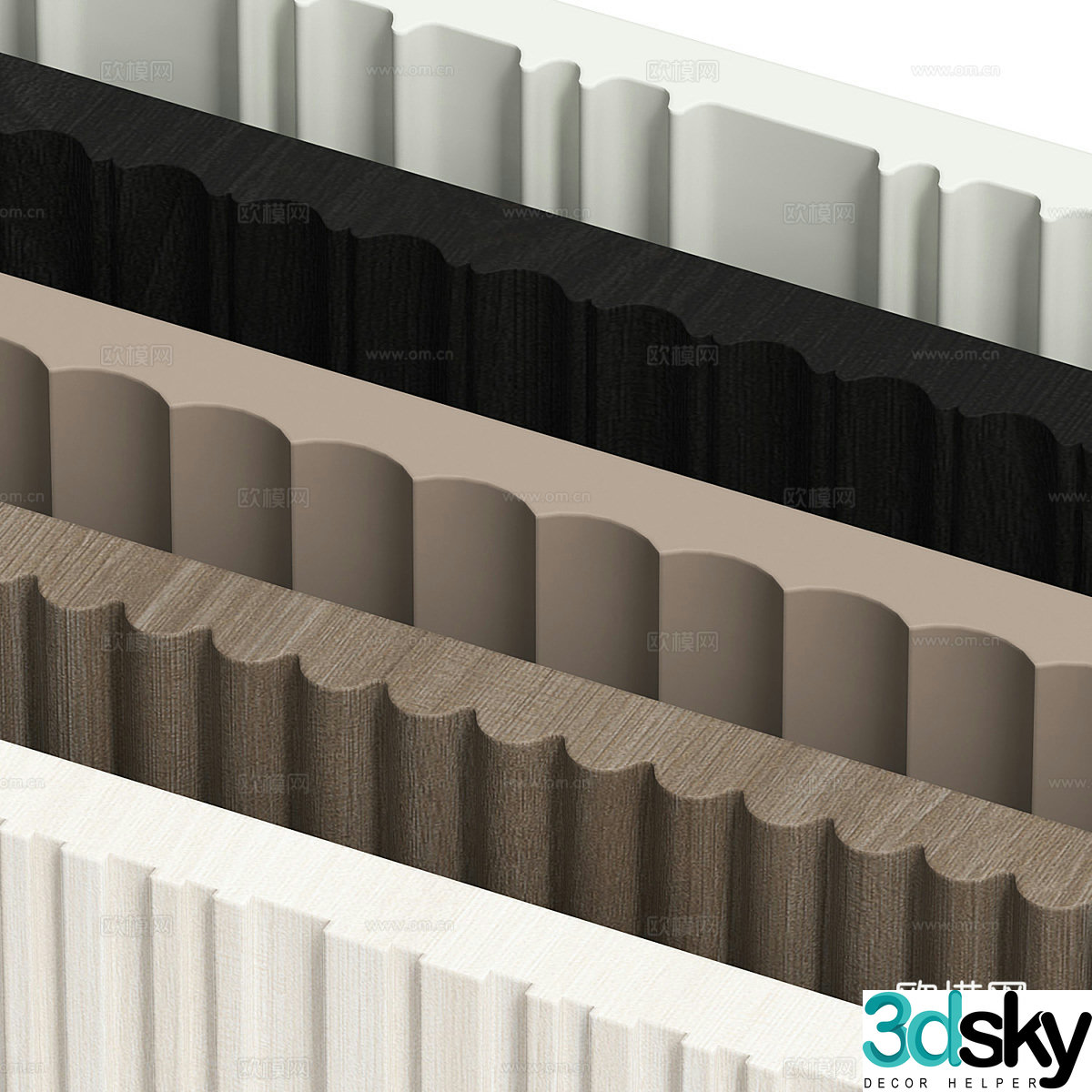 Grating board Wavy board Wall panel 3D model