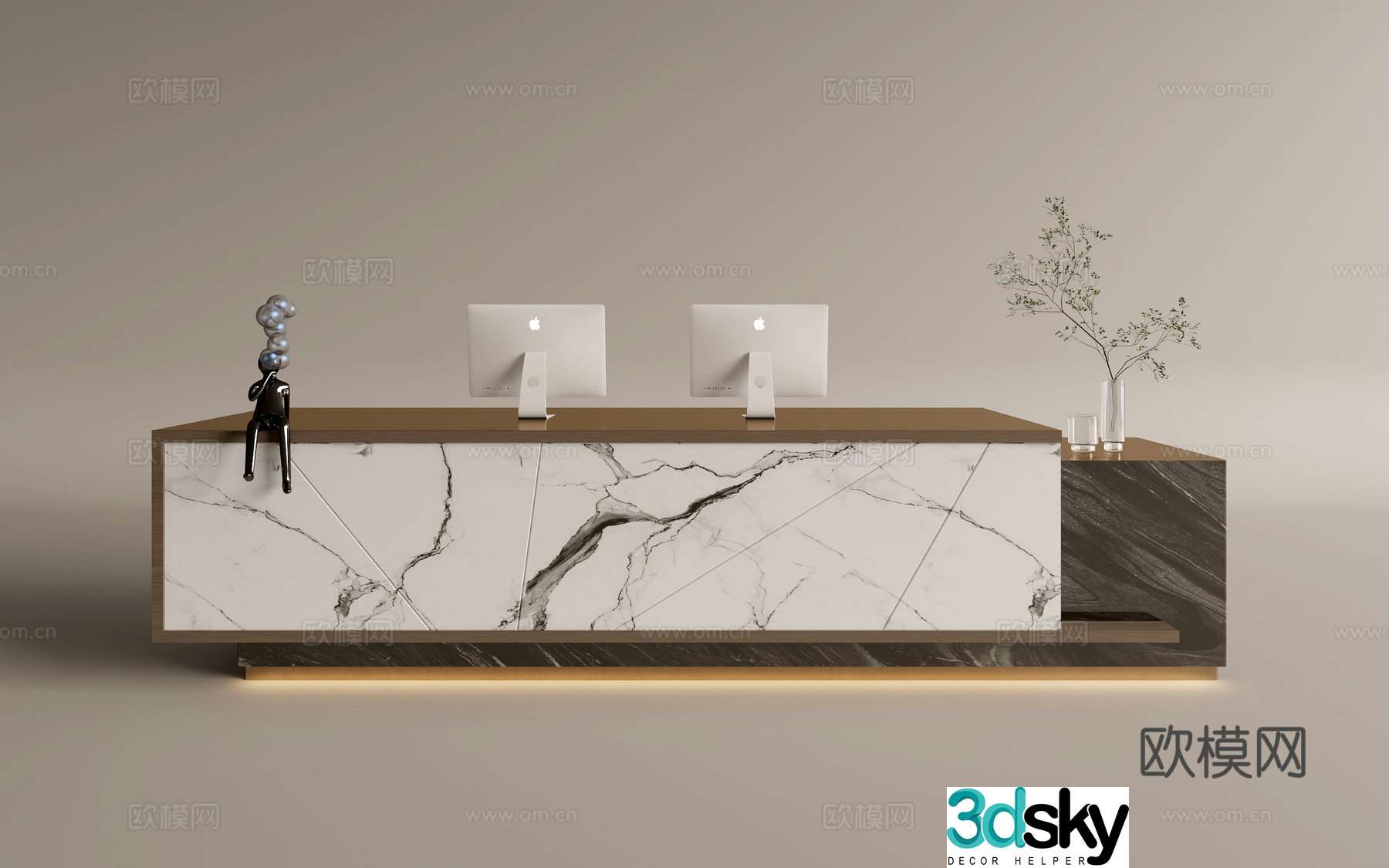 Modern company front desk reception area bar reception desk service desk 3d model