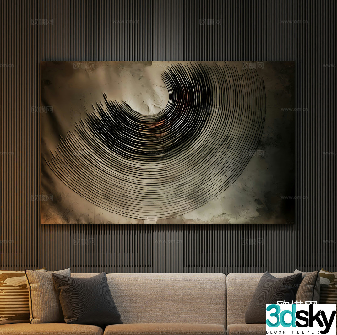 Modern light luxury Italian art hanging painting 3D model