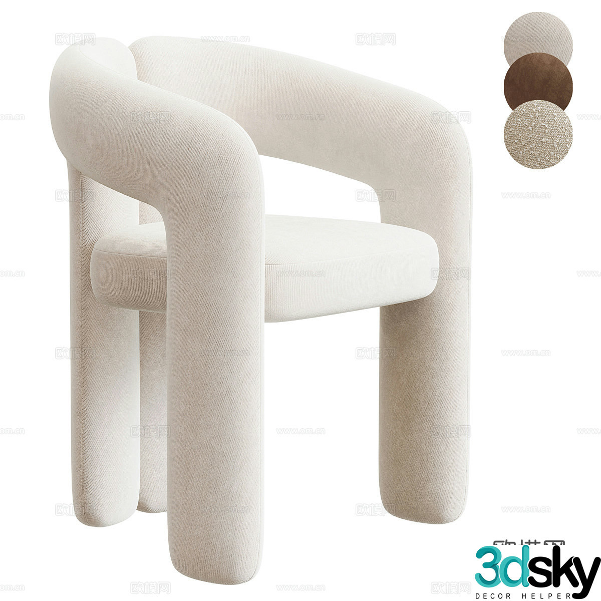 Modern Cream Dudet Armchair 3d Model