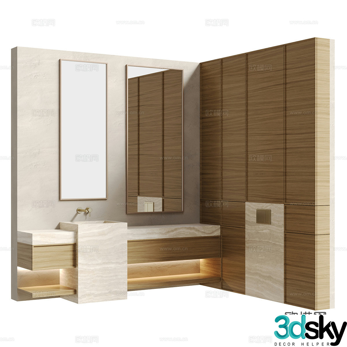 New Chinese style bathroom cabinet 3D model