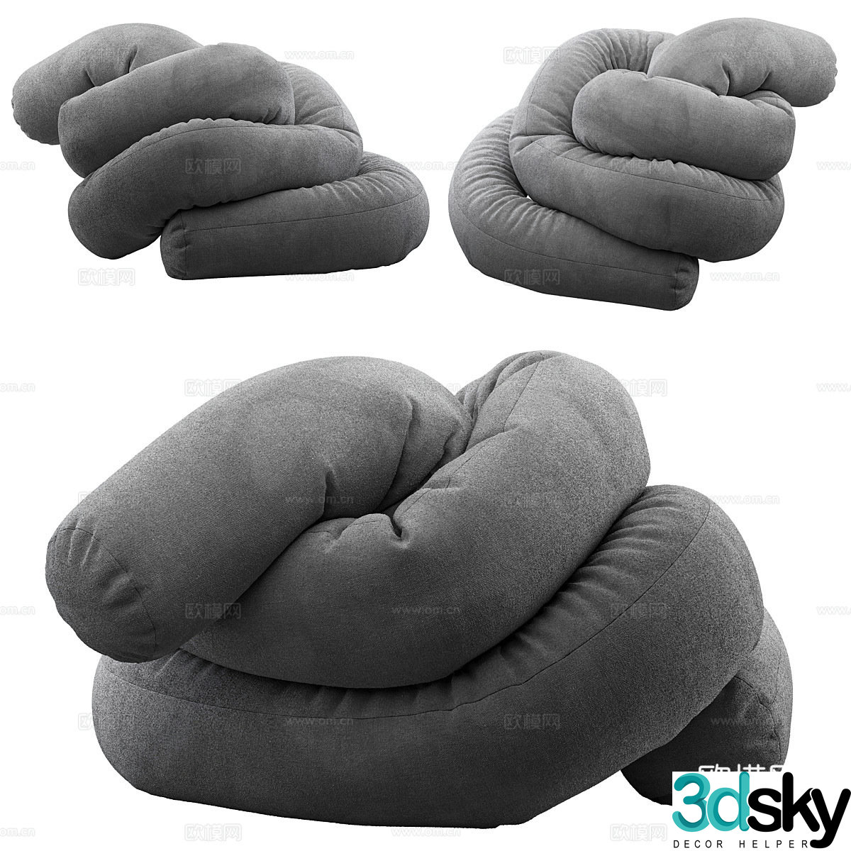 Modern Italian sofa sausage 3d model