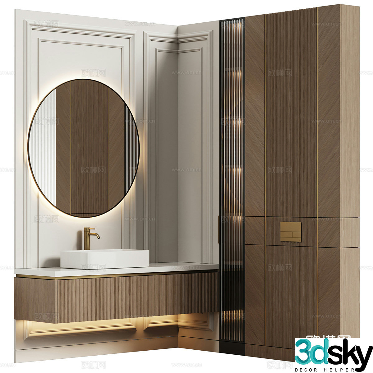 New Chinese style light luxury bathroom cabinet 3D model