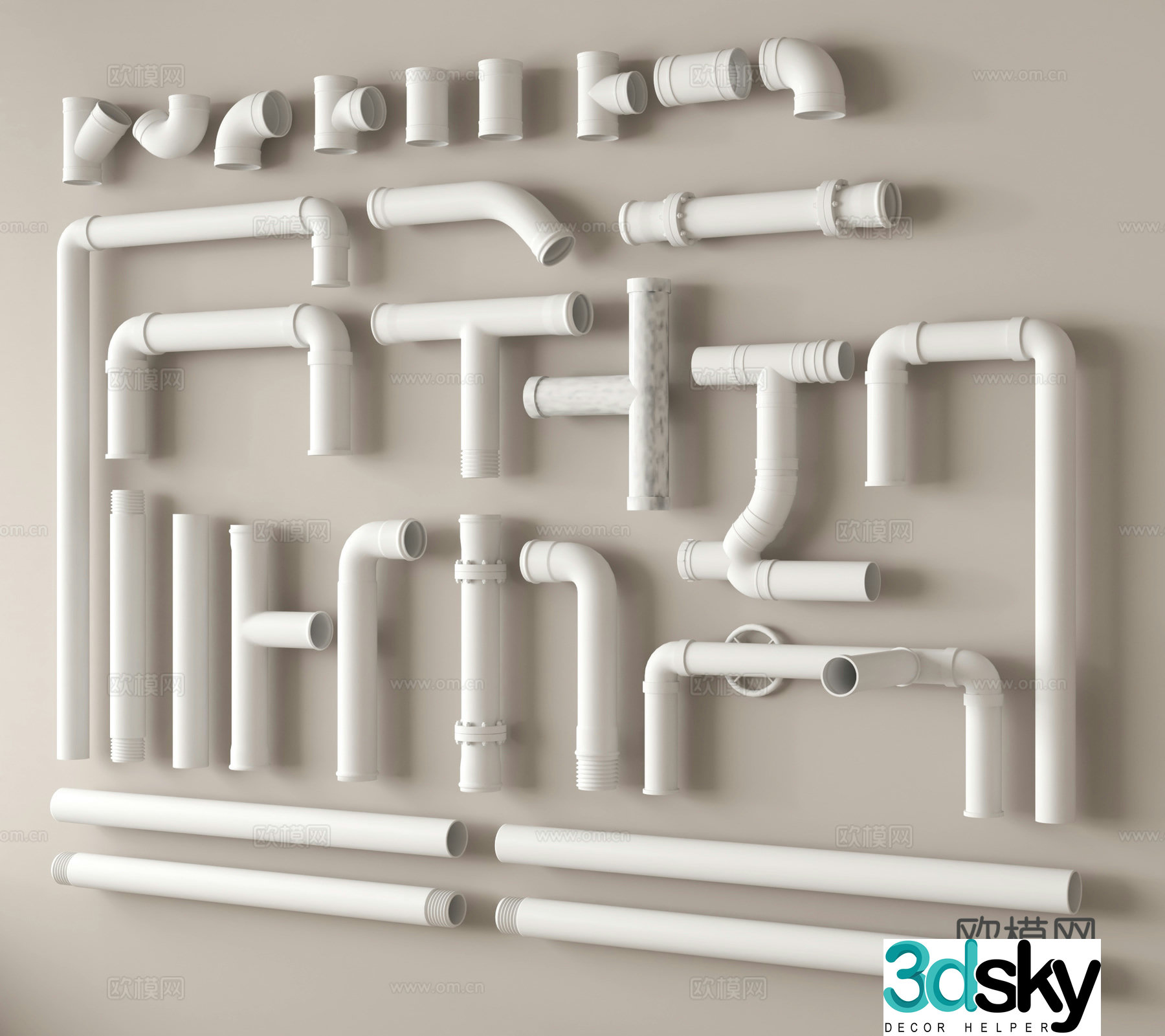 Modern pipeline drainage pipe sewer pipe pipe parts pipe accessories 3d model