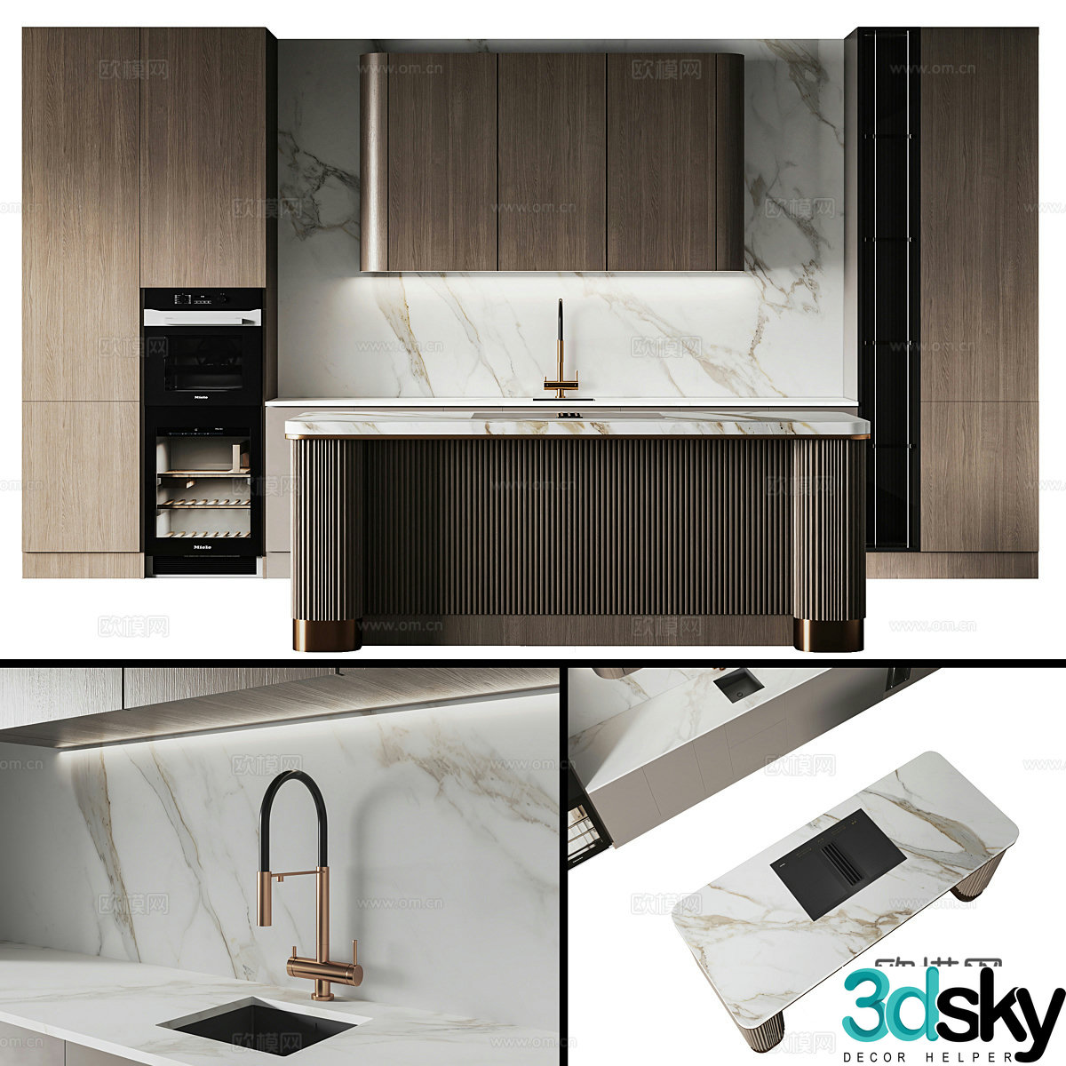 Modern Italian light luxury cabinet 3D model