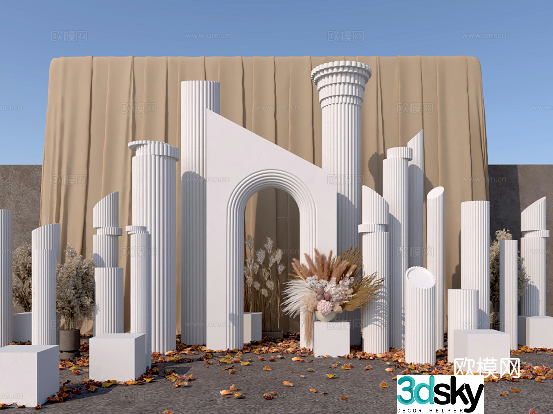 Modern beauty window wedding check-in set background wall 3d model