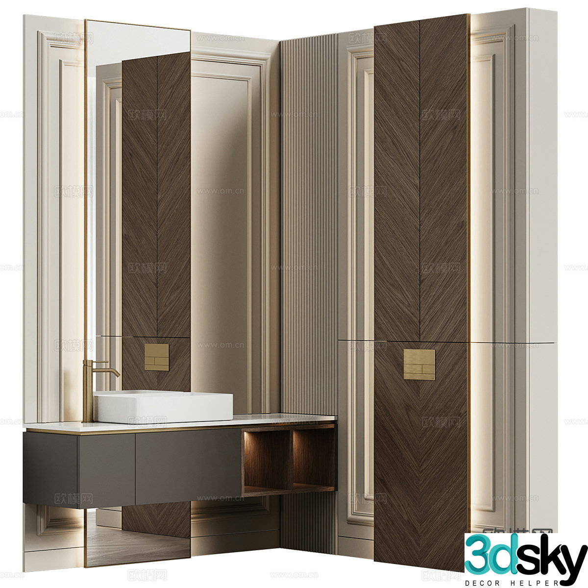 New Chinese style light luxury bathroom cabinet 3D model