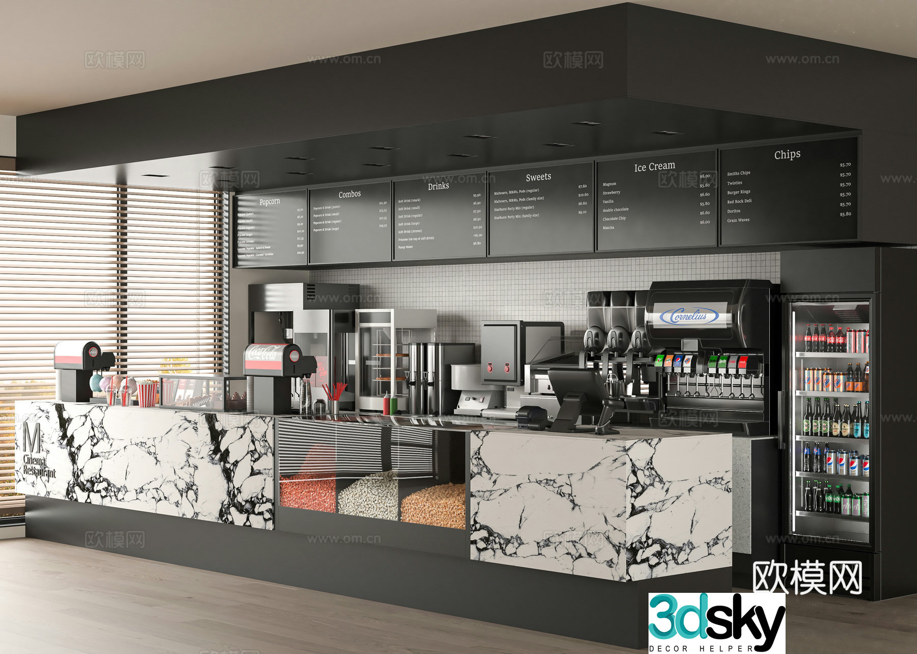Modern milk tea shop 3d model