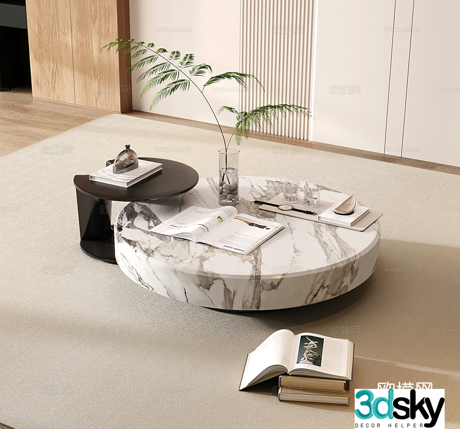 Modern coffee table marble 3d model