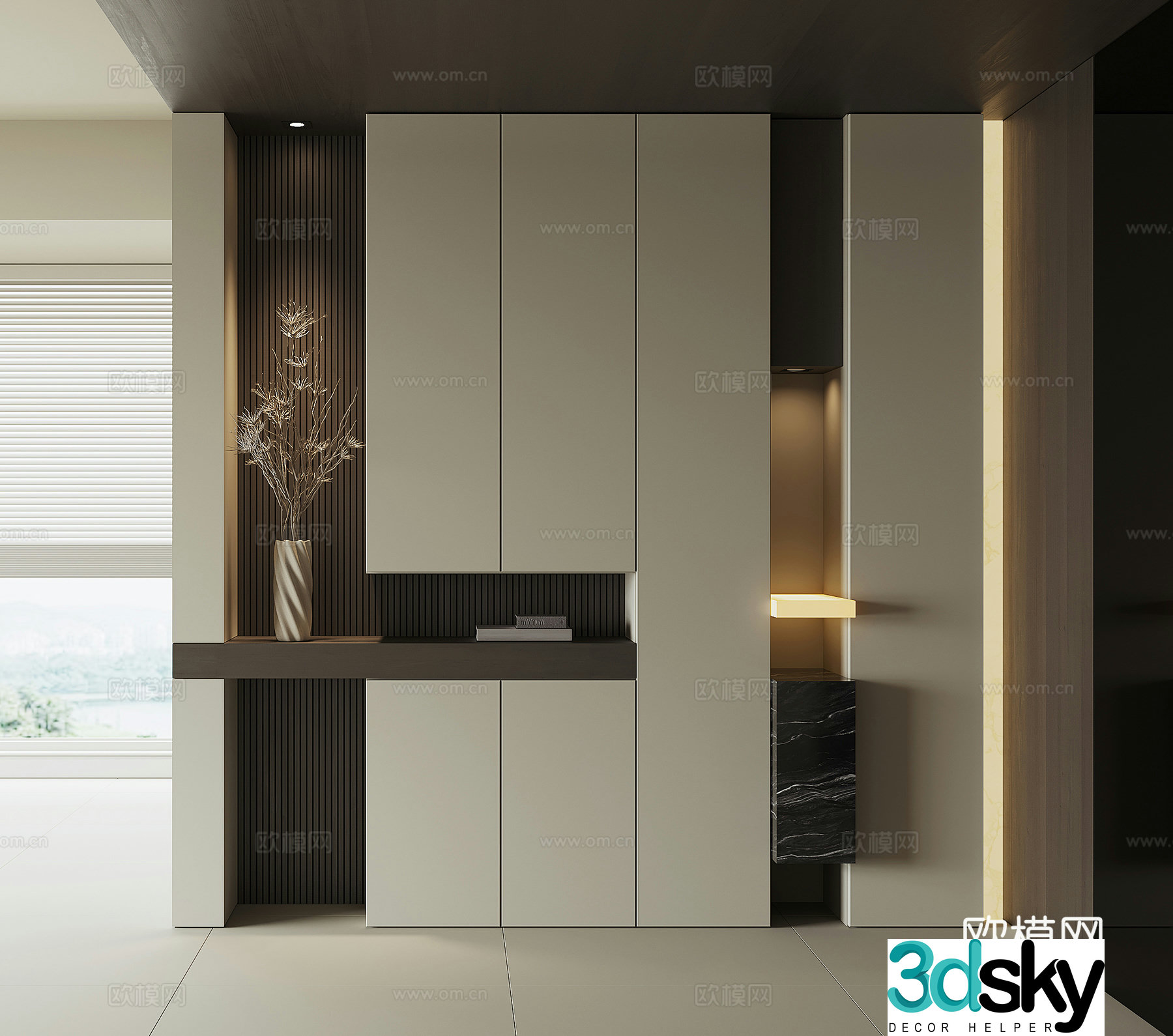 Modern home entrance shoe cabinet 3D model