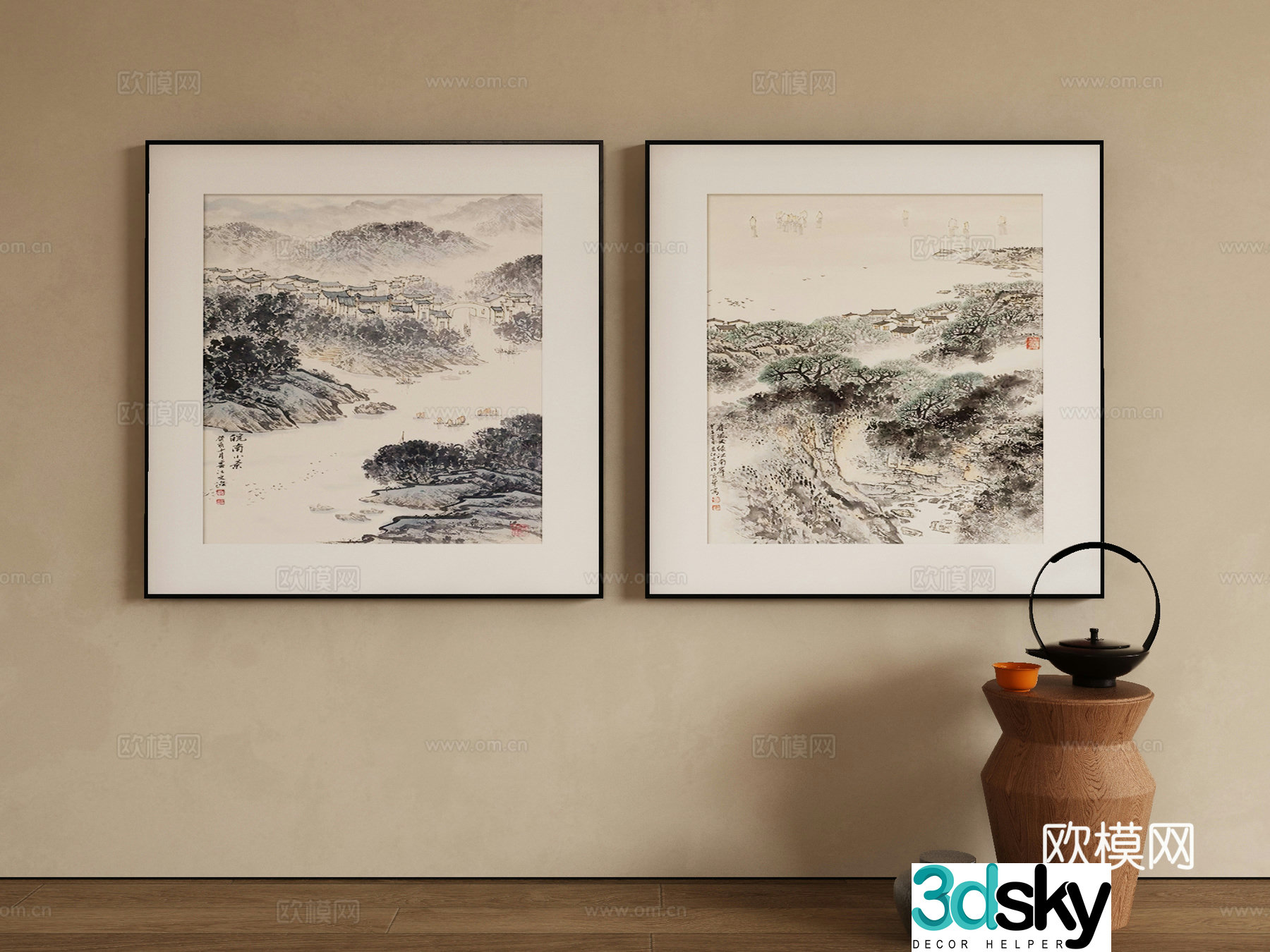 New Chinese style decorative painting 3D model