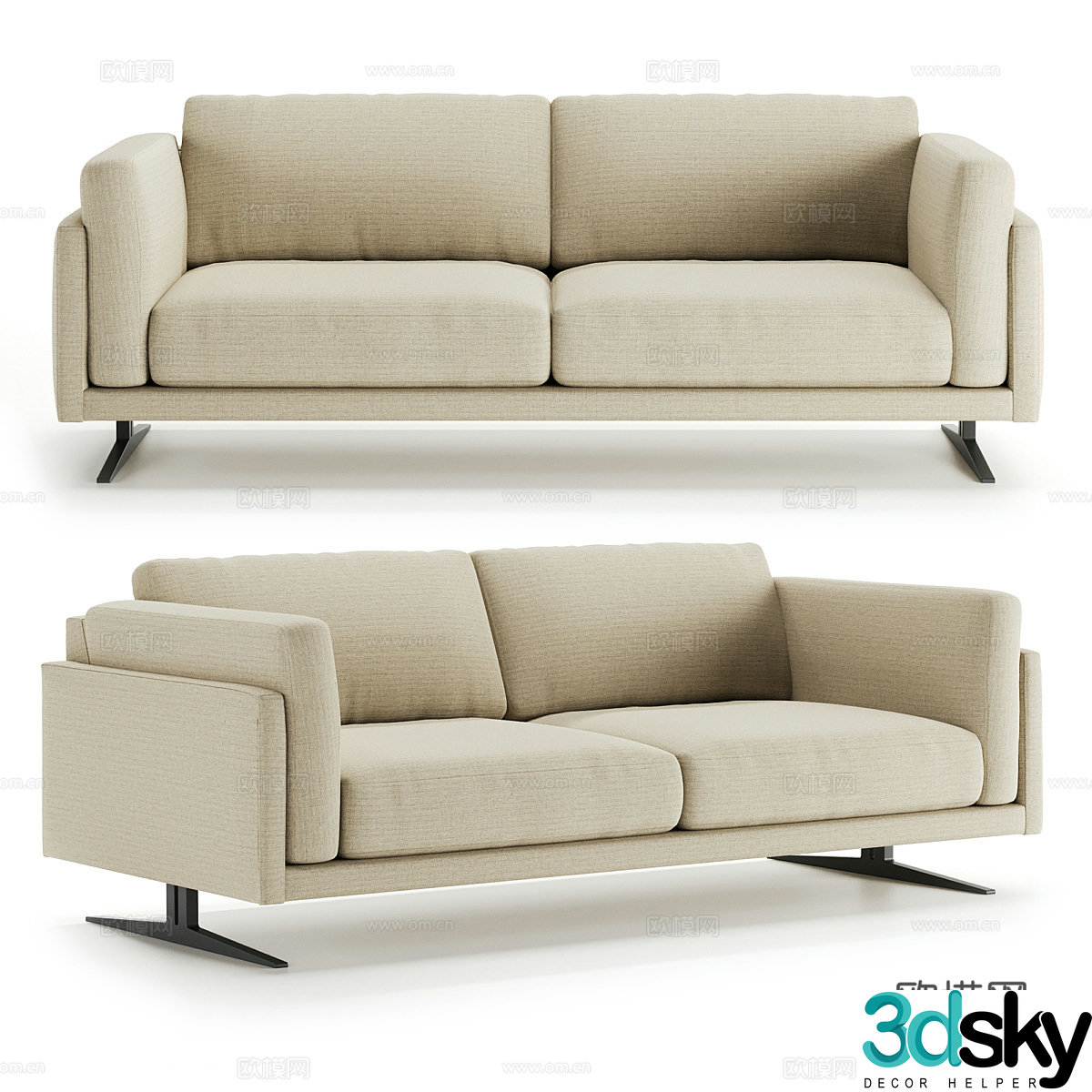 3d model of double sofa