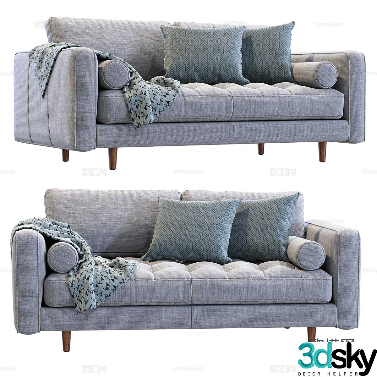 3d model of double sofa