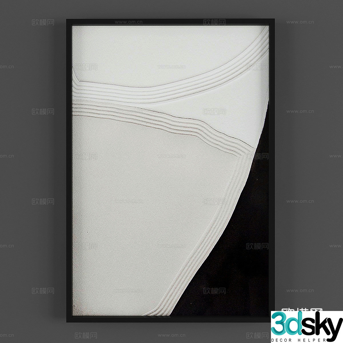 Modern black and white decorative painting 3d model