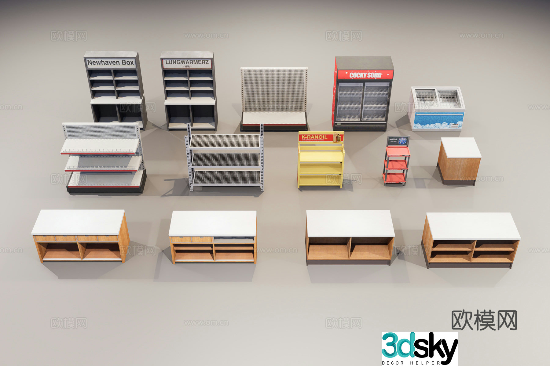 Supermarket shelf freezer 3d model