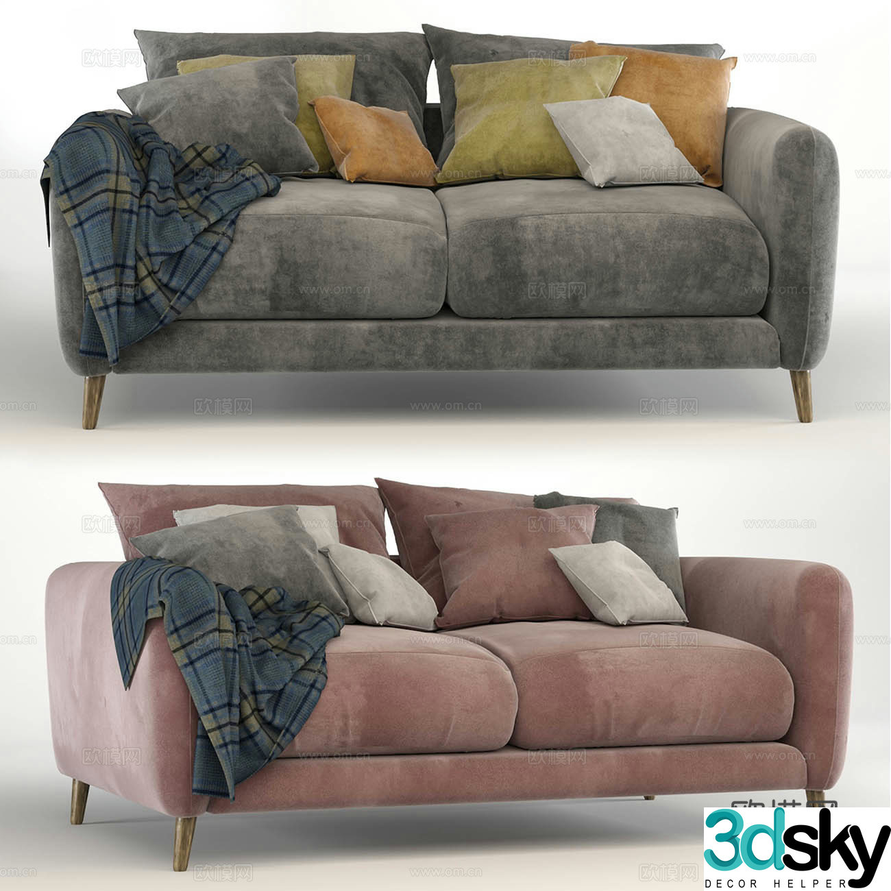 3d model of double sofa