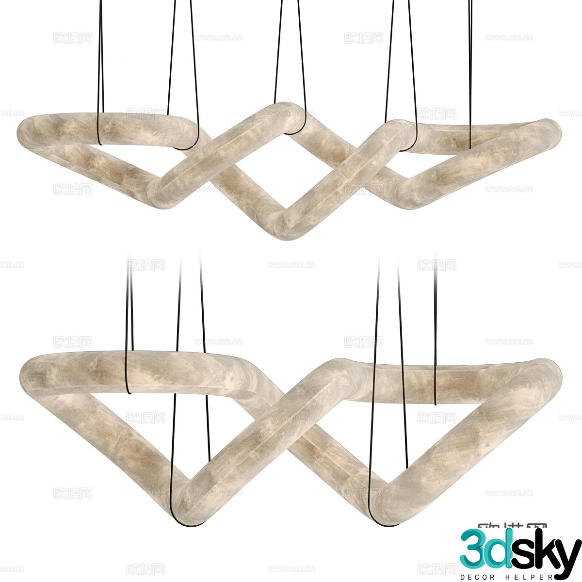 New Chinese style light luxury INFINITY decorative chandelier 3d model