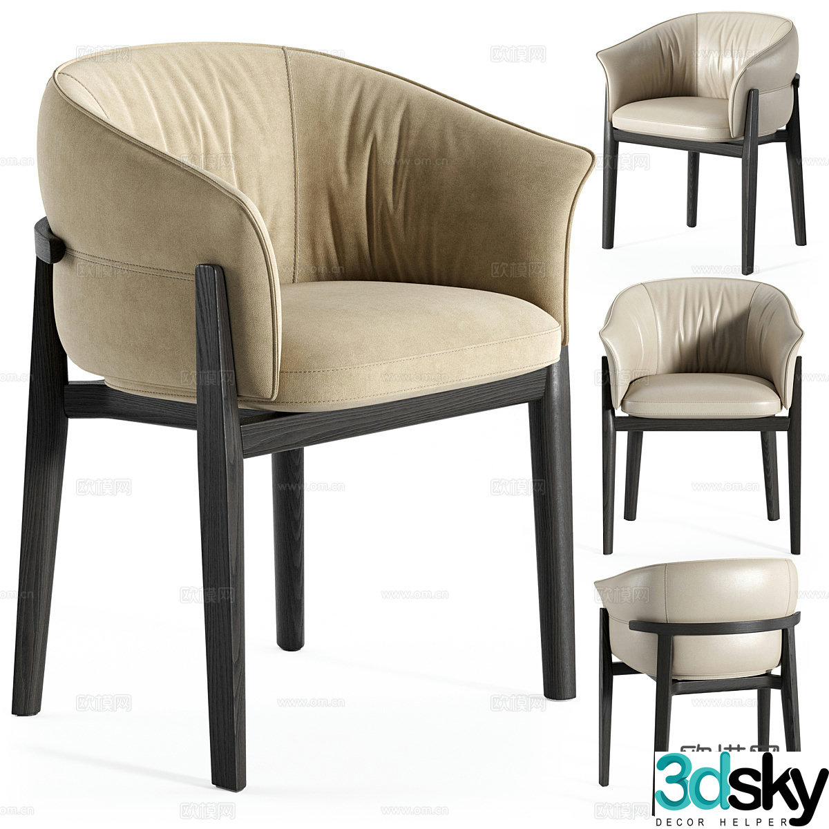 New Chinese Poliform Leopold Chair 3D Model